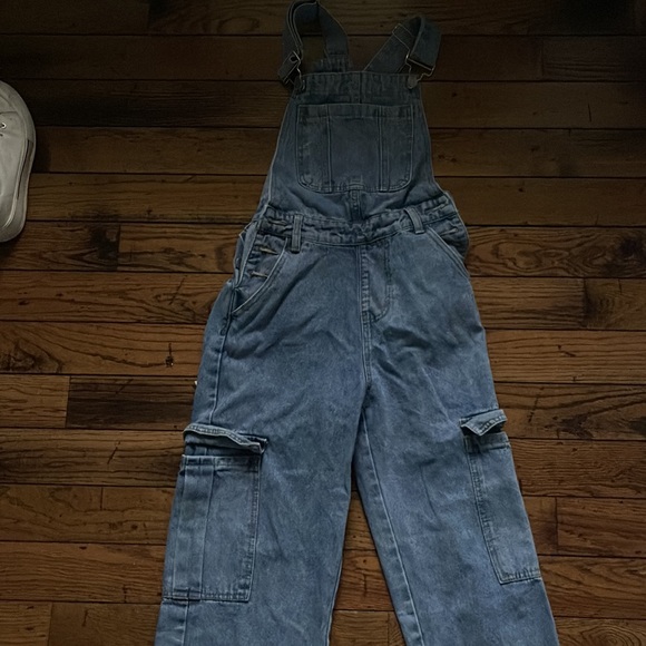 SHIEN size XS overalls light wash baggy pant - Picture 3 of 5
